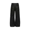 Vibe Marca Tendência Design Calça Jeans Wide-Leg Masculina Moda High Street Bolso de Personalidade Tridimensional Desconstruído Calça Solta