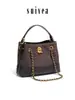 Bolsa de Corrente Estilo Pequeno Luxo em Camurça Fosca para Mulheres, Bolsa de Mão Tecida à Mão, Bolsa Tote, Bolsa de Ombro Único, Bolsa Transversal, Bolsa Quadrada Pequena