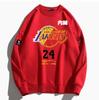 Camiseta de manga larga con la firma de Kobe de los Lakers, suéter de cuello redondo para hombre y mujer, igual, de doble manga estampada, ropa holgada de otoño e invierno