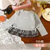Conjunto de Manga Larga para Niñas Primavera y Otoño 95% Algodón Falda Cuadros Adorable Dobladillo Conjunto de Dos Piezas Ropa Casual Elegante para Bebés