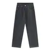 Jeans Negros para Hombre Estilo Retro Americano Sueltos Versátiles Pantalones Rectos Medianos de Marca de Moda Callejera Casual Pantalones de Pierna Ancha