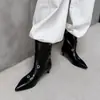 Botines de Aguja Puntiagudos con Forma de Corazón Dulce y Fresco Estilo Vintage Chuyuji para Mujer, Botas de Moda Versátiles con Pedrería Estilo Francés