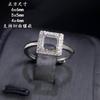 Anel Banhado a Prata 925 com Zircônia Colorida Moissanite, Acabado, Formato Quadrado 6X6 5X5 4X4, Cravação com Borda Chanfrada