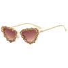 Nueva moda montura metálica ojo de gato personalizada magníficos diamantes incrustados pasarela europea y americana lujo ligero gafas de sol ins mismo estilo gafas de sol