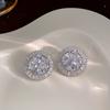 Agulha de Prata S925 Brincos Pequenos de Girassol Vazado Incrustados com Diamantes Coreanos Estilo Chanel Nicho Design de Alta Qualidade Joias
