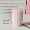 Copo de vidro listrado criativo de alto borossilicato resistente a altas temperaturas transparente gelo café latte americano copo para bebida fria copo de água espessado