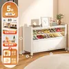 Zapatero de acero para el hogar con ruedas, móvil, multicapa, de gran capacidad, montable en la pared y a prueba de polvo para la entrada
