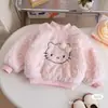 Moletom de inverno para meninas 2026 novo estiloso bebê com forro de fleece top infantil e infantil roupas infantis desenho animado infantil roupas de inverno