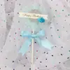 Decoración de Pastel de Feliz Cumpleaños Tarjeta Bola de Pelo Pequeña Banner Enchufe para Hornear Fiesta de Cumpleaños Mesa de Postres Bandera para Decorar
