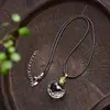 Collar con Colgante de Flor de Pegamento de Bola de Cristal Blanco Natural, Piedra Cruda Pulida, Arcoíris Incrustado, Bola de Cristal de Té, Joyería para Hombres y Mujeres