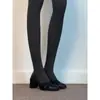 Zapatos de Tacón Alto con Punta Redonda sin Cordones para Mujer para Otoño e Invierno, Zapatos Versátiles de Estilo Retro para el Trabajo con Tira Cruzada y Temperamento