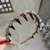 Diadema Dulce Súper de Hada para Mujer, Diadema Alta de Ola de Perlas, Diadema de Gama Alta con Dientes, Pinza para el Cabello Antideslizante con Pedrería, Accesorio para el Cabello