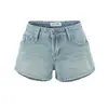 Shorts de Mezclilla Retro con Abertura Estilo Francés, Cintura Alta Europea y Americana, Sexy, Cintura Baja, Versátil, Adelgazante, Pierna Ancha, Lavado Vintage, Pantalones Cortos