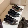 2026 Salto Agulha Francês Elegante Bico Fino Preto Salto Alto Feminino Simples para o Trabalho Slip-on Rasteirinhas Baixas Marrom
