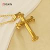 Colar Cruz de Aço Inoxidável Transfronteiriço Masculino e Feminino Estilo Europeu e Americano Pingente Religioso Retrô 18K Joias Joias Atacado