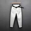 Jeans Blancos Forrados de Polar para Mujer Otoño e Invierno 2026, de Cintura Alta, Holgados, Adelgazantes, Elásticos, Casuales, Pantalones Harem de Abrigo
