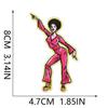 Pegatinas de tela bordadas estilo discoteca de DJ, pegatinas de parche rosa de niña disco saltando, pegatinas de alta costura para correr, computadora bordada, Zhang Zi planchado