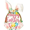 Letrero de Madera para Puerta del Conejito de Pascua - Colgante de Pared Feliz Pascua con Decoración Floral Estilo Pastoral