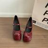 Zapatos de plataforma de tacón alto para mujer, primavera y verano, nueva moda, impermeables, de piel, de nicho, color liso, tacones gruesos, no cansan los pies, tacones altos