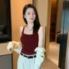 Camisola Feminina com Alças Cruzadas, Roupa Íntima Justa ao Corpo, Peça Externa Estilosa, Top Tubinho Sexy sem Costas, Top de Verão