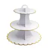 Suporte de bolo de papel personalizado direto da fábrica de três camadas com bronzear para festa de aniversário casamento display de sobremesa descartável