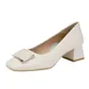 Zapatos de tacón alto de cuero suave estilo francés para mujer, no abrasivos, tacón grueso, nuevo modelo otoño 2026, versátiles y elegantes, adecuados para ir al trabajo, zapatos de tacón medio
