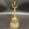Campana de Tres Puntas de Latón Herramienta Ritual Campana de Manivela Artesanía con Relieve Bagua Campana Suministros Religiosos Adorno Campana de Tres Puntas de Latón