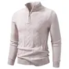 2026 novo suéter masculino de comércio exterior moda tendência personalidade torcido com meio zíper pulôver malha casual para homens