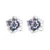 Brincos de Tarraxa Florais de Camada Dupla Finos de Liga Metálica Estilo Tinta Tendência Personalidade Artística Transfronteiriça Brincos Femininos de Luxo Leve Nicho