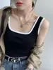 Chaleco Cuadrado de Algodón Rc con Bloques de Color para Mujer, Nuevo Estilo Primavera/Verano 2026, Tirantes Anchos, Acolchado, Top sin Mangas para Usar en Capas o como Prenda Exterior