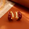 Brincos de Esmalte Gota de Óleo Estilo Retro Hong Kong, Simples, Modernos, Literários e de Alta Qualidade para Outono e Inverno, Brincos Coloridos Estilo Celebridade da Internet