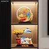 Árbol de Dinero Pintura de Arena Movediza Gatos de la Suerte Adornos Decoración de Sala de Estar Regalo de Mudanza a Casa Nueva Regalo de Inauguración de Casa Nueva Hogar