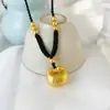 Transmissão ao Vivo Popular Antigo Ouro de Areia Pingente de Bênção Gordinho Feminino Alta Retenção de Cor Nova Chinoiserie Tendência Nacional Palavra de Bênção Pingente de Corrente para Suéter