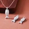 Plata de ley s925 maciza plata lisa estilo étnico tendencia nacional pequeño colgante de pez amuleto con forma de pez pulsera collar DIY accesorios de joyería de plata