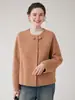 Casaco de Lã Dupla Face Vermelho Minimalista 100% Lã Feminino Gola Redonda de Botão Único Casaco de Lã Petite