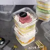 Caja de pastel de leche de frijol mousse de salvado de madera de red social caja de embalaje de pesca de frutas tiramisú lasaña caja de postre mousse