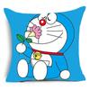 Funda de almohada sencilla y moderna de Doraemon con estampado azul de dibujos animados para sofá, bonita almohada de animación para dormitorio