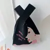 Bolso Chaleco Bolso Chaleco Bolso de Mano Tejido Casual Bolso de Mano Contraste de Color Ajedrez Bolso de Mano Coreano de Lujo Ligero