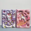 Cuaderno Expandible A5 de Dinosaurios de Dibujos Animados Unicornio 3D Página a Color Hebilla Magnética Cuaderno de Espiral Grueso Colorido Cuaderno de Premios