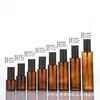 Frasco de loção marrom com cabeça de bomba spray de apertar 20ml frasco de refil de água tônica cosmética frasco de loção de vidro com proteção contra luz