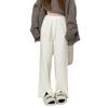 Pantalones anchos de punto para mujer, otoño e invierno 2024, nuevos pantalones holgados de cintura alta, informales, con abertura vertical y tubo recto.
