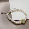 Pulseira de pérolas de água doce natural feminina alta qualidade luxo leve nicho cristal francês com contas pulseira de temperamento pulseira atacado