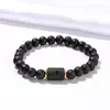 Pulsera Elástica de Explosiones Transfronterizas Europeas y Americanas Pulsera de Pareja con Cuentas de Ágata Negra Mate de las Doce Constelaciones Europeas y Americanas