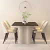 Juego de mesa y sillas de comedor moderno minimalista para casas pequeñas, modelo nuevo, mesa de comedor rectangular de placa de roca moderna y sillas