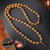 Cadena de Amuleto Budista Tailandés Auténtico Taijia Cadena para Colgar Thangka de Pan de Oro Colgante de Cera de Abeja de Cristal con Cadena Hebilla Tipo Pico de Águila de Acero de Titanio