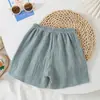 Shorts de algodão infantil, calça de cinco pontos fina de verão, hot pants para bebê, calças casuais para meninos e meninas para usar ao ar livre