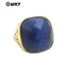 WT-R517 Anillo Abierto Cuadrilátero Vintage Clásico de Piedra Natural de Colores Chapado en Oro de 18k para Joyería de Hombres y Mujeres