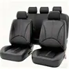 Fundas para asientos de coche TEMU de cuero PU más vendidas transfronterizas, negras con ribete de cuero en contraste, aptas para todas las estaciones, 5 plazas