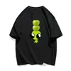 Camiseta divertida de algodão puro com estampa abstrata de emoji de alienígena, manga curta, corte solto para o verão, top unissex
