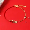 Pulseira de Fio Vermelho com Moeda de Cobre Tendência 2022 Design de Nicho Estilo Casal Pulseira do Ano Zodiacal Joia Festiva de Luxo Leve